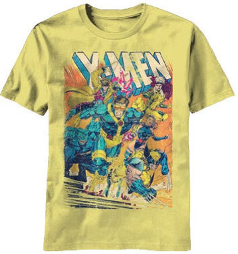 X-Men Covershot Mens Light Weight Pale Yellow T-Shirt