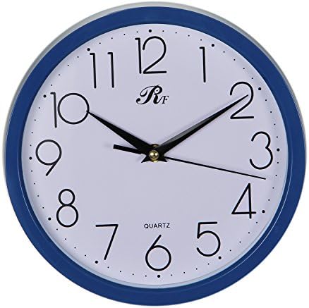 RUIFA Indoor Quiet 8-Inch Precedent Decorative Wall Clock with Arabic Numerals (Blue)