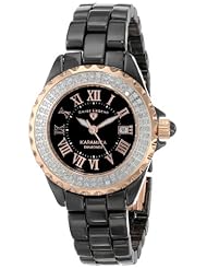 Swiss Legend Womens 10051-BKBRR Karamica Black MOP Dial Diamond Accented Black High Tech Ceramic Watch