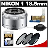 Nikon 1 18.5mm f/1.8 Nikkor Lens (Silver) with 3 UV/CPL/ND8 Filters + Accessory Kit for J1, J2 & V1 Digital Camera