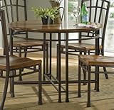 Dining Table with Metal Legs and Back in Oak and Antique Bronze Finish