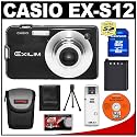 Casio Exilim EX-S12 Digital Camera (Black) + 8GB Memory Card + Spare NP-60 Battery + Case + Cameta Bonus Accessory Kit