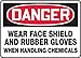 Accuform MPPE013VA Protective Clothing DANGER WEAR FACE SHIELD & RUBBER GLOVES 7"x10" Alum (040)
