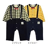 【SiShuNon/シシュノン】サスペンダー風カバーオール サスペンダー風 チェック カバーオール 70 6 イエロー