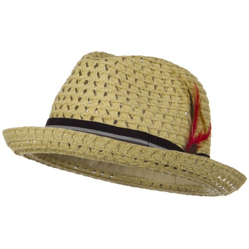 Open Weave Pattern Men's Fedora - Tan W20S63D