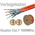 Ligawo Verlegekabel Duplex Cat7 100m - Netzwerk Cat.7 Installationskabel Netzwerkkabel 1000Mhz 10 Gigabit zum Anschluss an Netzwerkdosen und Patchpanels