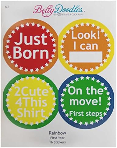 Belly Doodles 16 Monthly Baby Stickers Gender Neutral Milestones 3.94inch (1-12 Months)