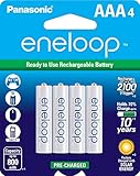 Panasonic BK-4MCCA4BA Eneloop AAA 2100 Cycle Ni-MH Pre-Charged Rechargeable Batteries, 4 Pack