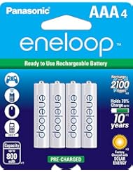 From Amazon.com. Click for details:
 Speakers: Panasonic BK-4MCCA4BA Eneloop AAA 2100 Cycle Ni-MH Pre-Charged Rechargeable Batteries, Pack of 4 - SANYO Speakers: Panasonic BK-4MCCA4BA Eneloop AAA 2100 Cycle Ni-MH Pre-Charged Rechargeable Batteries, Pack of 4 - SANYO