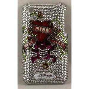 Authentic Ed Hardy Crystal Tattoo iPhone I-Phone 3G 3GS Snap On Case Cover Faceplate Love Kills Slowly White