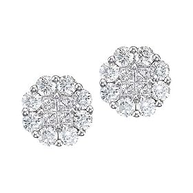 14K White Gold 1 1/2 ct. Diamond Cluster Earrings