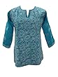 Blue Tunic Cotton Floral Paisley Embroidered Kurti Blouse M