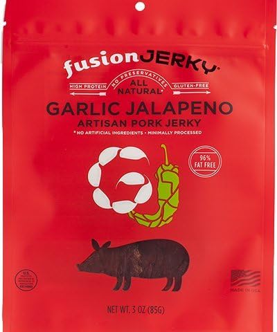 Fusion Jerky Garlic Jalapeno Pork Jerky 4 Pack 2.75oz each)