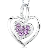 0.25ct Round Cut Amethyst Heart Pendant in Sterling Silver