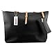 GEARONIC TM Shoulder Bags Korean Lady Women PU Leather Handbag Tote Bag (Black)