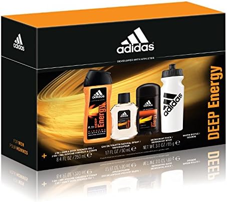 Adidas Personal Care Deep Energy 3 Piece Gift Set (8.4 Ounce Body Wash Plus 1.7 Ounce Eau De Toilette Plus 3 Ounce Deodorant)