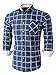Emiqude Mens Casual Slim Fit Long Sleeve Pocket Constrast Plaid Dress Shirt
