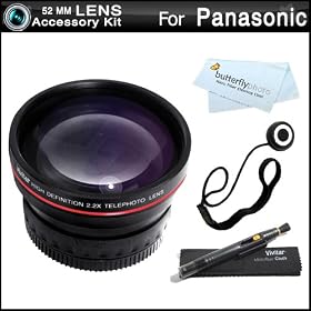 Vivitar 52mm Telephoto Lens Kit For Panasonic Lumix DMC-FZ150K DMC-FZ150 Digital Camera Includes High Definition 2.2x Telephoto Lens + LensPen Cleaning Kit + Lens Cap Keeper + Microfiber Cleaning Cloth