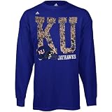 NCAA adidas Kansas Jayhawks Stadium Long Sleeve T-Shirt - Royal Blue (Small)
