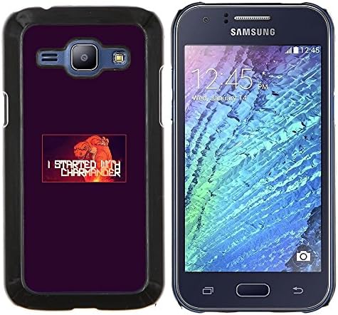 Charmander - Aluminum Metal&amp;Hard Plastic Back Case Cover - Black - Samsung Galaxy J1 / J100