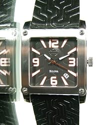 Harley Davidson Men's Leather Strap Square Watch 76B145