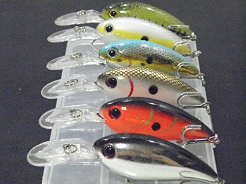 6 Hard Baits Fishing Lures in One Tackle Box Deep Water Crankbait For Bass Fishing C55KB