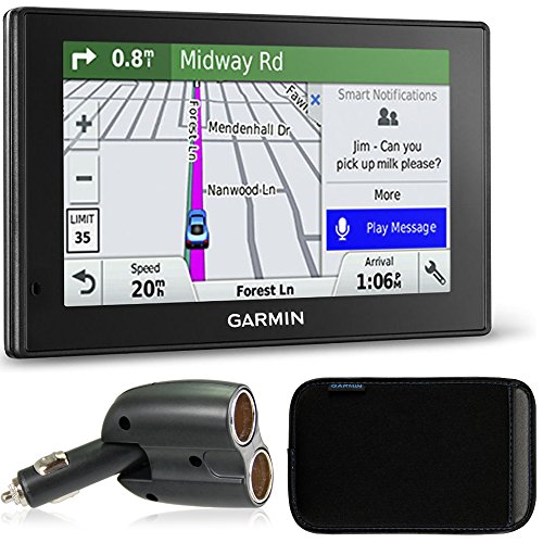 Garmin 010-01539-01 DriveSmart 50LMT GPS Navigator Charger Bundle includes Garmin DriveSmart 50LMT, UGC-102-BL Dual 12V Car GPS Charger and 5 inch Protect, Stow and Carry Soft Case