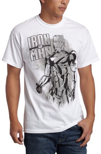 Mad Engine Young Men’s No Aqua Iron Man T-Shirt,White,Small