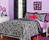 Black & White Teen Girls Zebra Twin Comforter & Pillow Sham