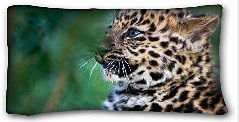 Generic Personalized ( Animals leopard cubs spotted big cat ) Soft Pillow Case Cover 20*36 Inch (One Sides)Zippered Pillowcase suitable for California King-bed PC-Purple-17430