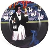Guy Buffet Blue Dog with Waiter Ceramic Dessert Plate, Set Four