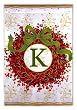 Monogram Holiday Wreath Garden Size Flag K Monogram Holiday Wreath Garden Size Flag K