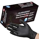 Dynarex Black Latex Exam Gloves, Powder-Free, Small, Box/100
