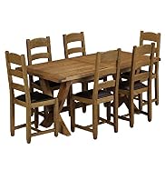 Compton Extending Dining Table & 6 Leather Chairs Set
