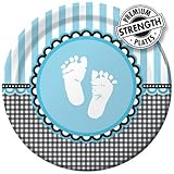 Creative Converting Sweet Baby Feet Blue Round Dinner Plates, 8 Count
