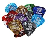 Live for Music Premium 351 Style Celluoid Guitar Picks, 0.46mm, X-Light, 12 Pack