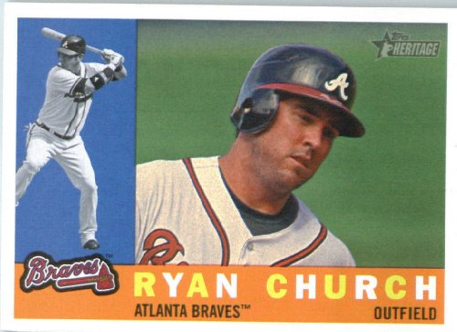 2009 Topps Heritage Baseball Card #674 Ryan Church Atlanta Braves Mint Condition - Shipped In Protective Screwdown Display Case!