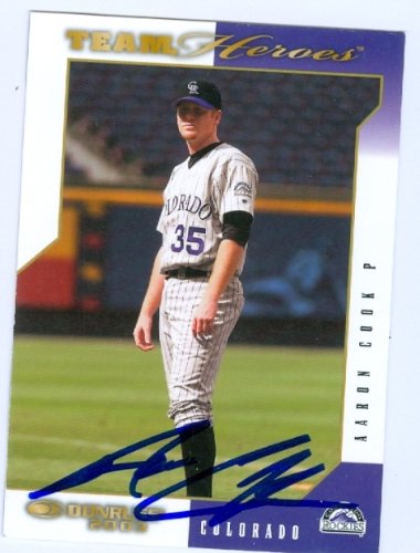 Aaron Cook Autographed/Hand Signed MLB Baseball Card (Colorado Rockies) 2003 Donruss Team Heroes #18