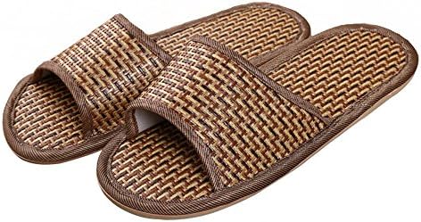 Cheery Family Men's Women's Tatami Antiskid Indoor Shoes Bamboo Slippers Casual Brown 37-38