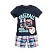 Baseball Little Boys Cotton Short Sleeve Set 2Pcs Black,18/24M