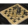 8" x 8" Fossil Marble & Black Marble Chess Set Comes with Free Velvet Gift Box