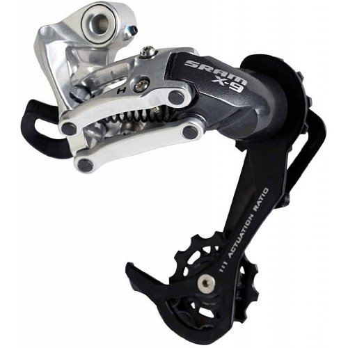 SRAM X.9 Schaltwerk 9-fach Long Cage silber, Mod. 2012 (RETAIL-Verpackung)