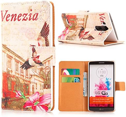 Lg G3, Designer Leather Wallet Folio Stand Card Slots Case Cover for Lg G3 (Venice)