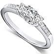 1/3 Carat TW Three Stone Round Brilliant Diamond Ring (GH/I1-I2) 14K White Gold