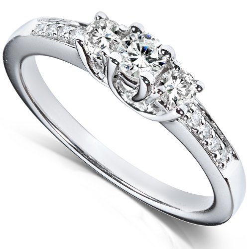 1/3 Carat TW Three Stone Round Brilliant Diamond Ring (GH/I1-I2) 14K White Gold