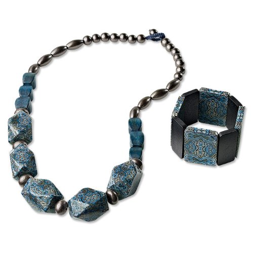 Blue Tile Necklace And Bracelet Blue Tile Necklace And Bracelet