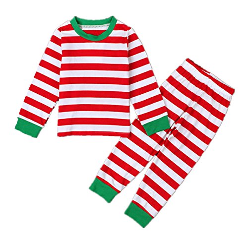Puseky Baby Boys Girls Striped T-shirt and Pants Homewear Christmas Pajamas Sets