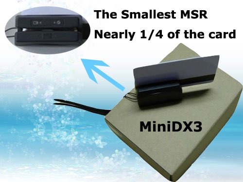MiniDX3 The Worlds Smallest Portable Magnetic Stripe Card Reader Data Collector with powerful built-in rechargable battery