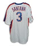 Rafael Santana Autographed/Hand Signed New York Mets White Pinstripe Majestic Jersey Inscribed ''86