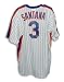 Rafael Santana Autographed/Hand Signed New York Mets White Pinstripe Majestic Jersey Inscribed ''86